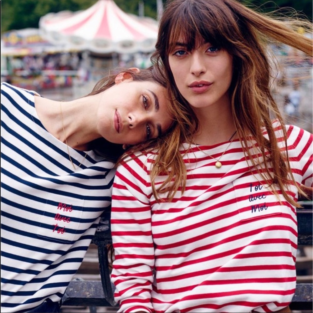 Madewell et Sézane red striped sweater